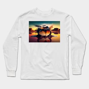 Drummer ArtWork With Water Splashing In The Desert Long Sleeve T-Shirt